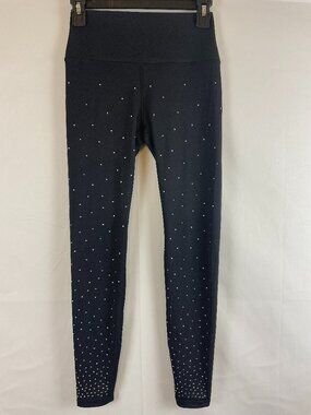 Carbon 38 Athletic Leggings XS Black Rhinestone Details